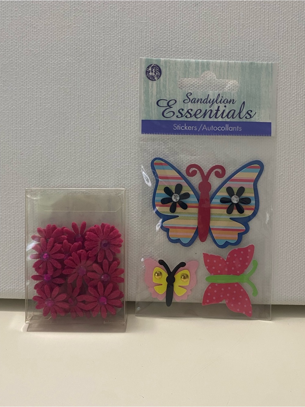 Craft Embellishment Lot Felt Flowers Sandylion 3DButterfly Stickers Scrapbooking